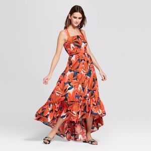Women's Sleeveless Ruffle Hem Maxi Tank Dress